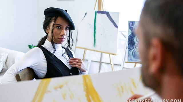 La sucia Ameena Green y Myra Moans en rodaje de interracial