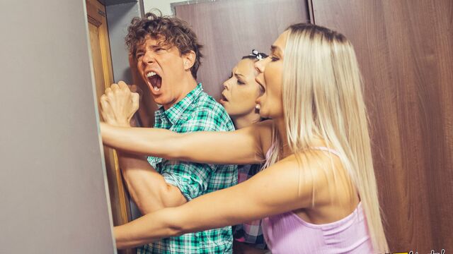 Julia Parker and Venera Maxima's reverse cowgirl sex by Fake Hostel