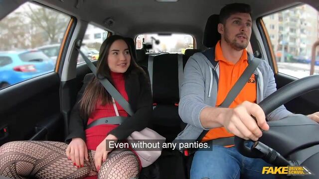 Nataly Gold's brunette movie by Fake Driving School